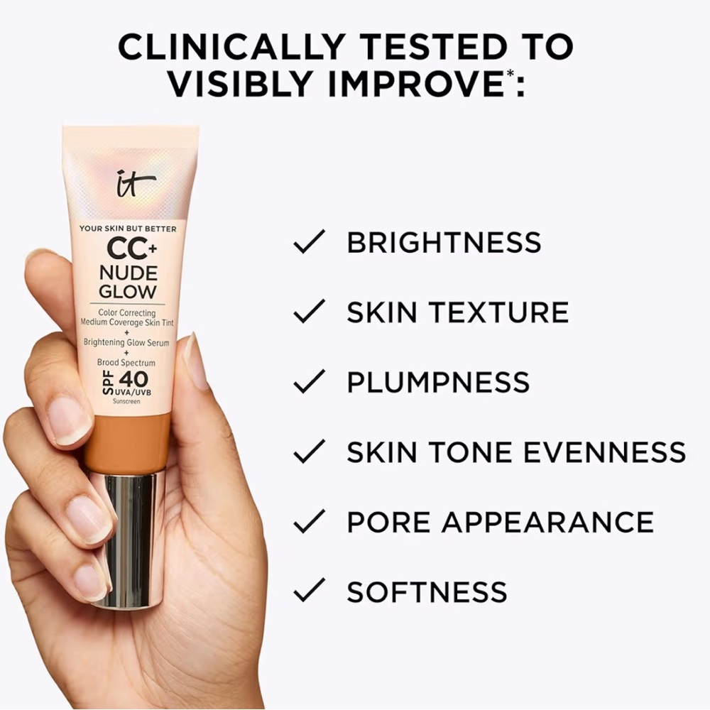 IT Cosmetics CC+ Nude Glow Medium Coverage Skin Tint SPF 40 | “Fair Beige” 03 - Picture 6 of 7